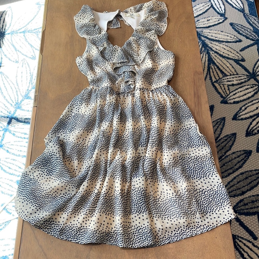 Navy and Cream Polka Dot Dress